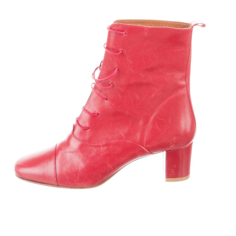 BY FAR Red Lace Up Boots — fits like a 9.5
